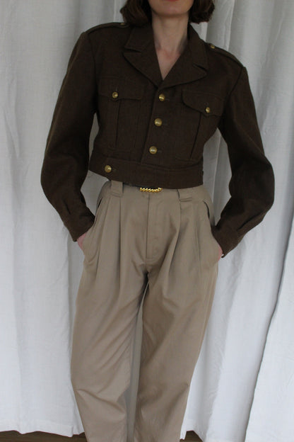 Amazing Vintage French Army Wool Crop Jacket