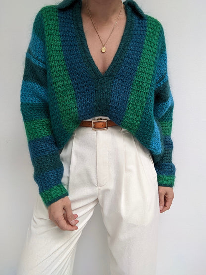 Stunning Vintage Striped Mohair Sweater