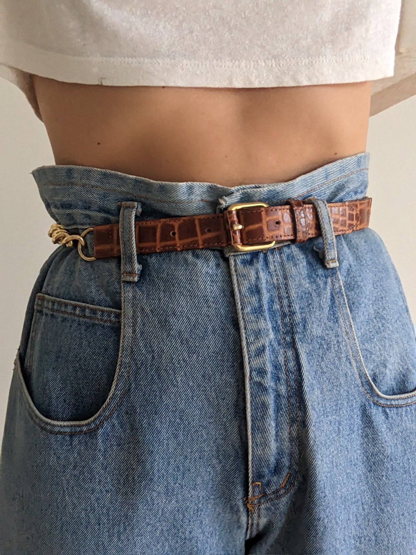 Favorite Vintage Gold Chain & Embossed Leather Belt