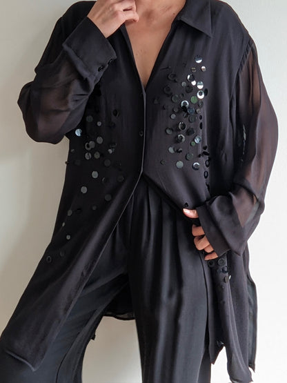 Vintage Sequined Sheer Silk Tunic