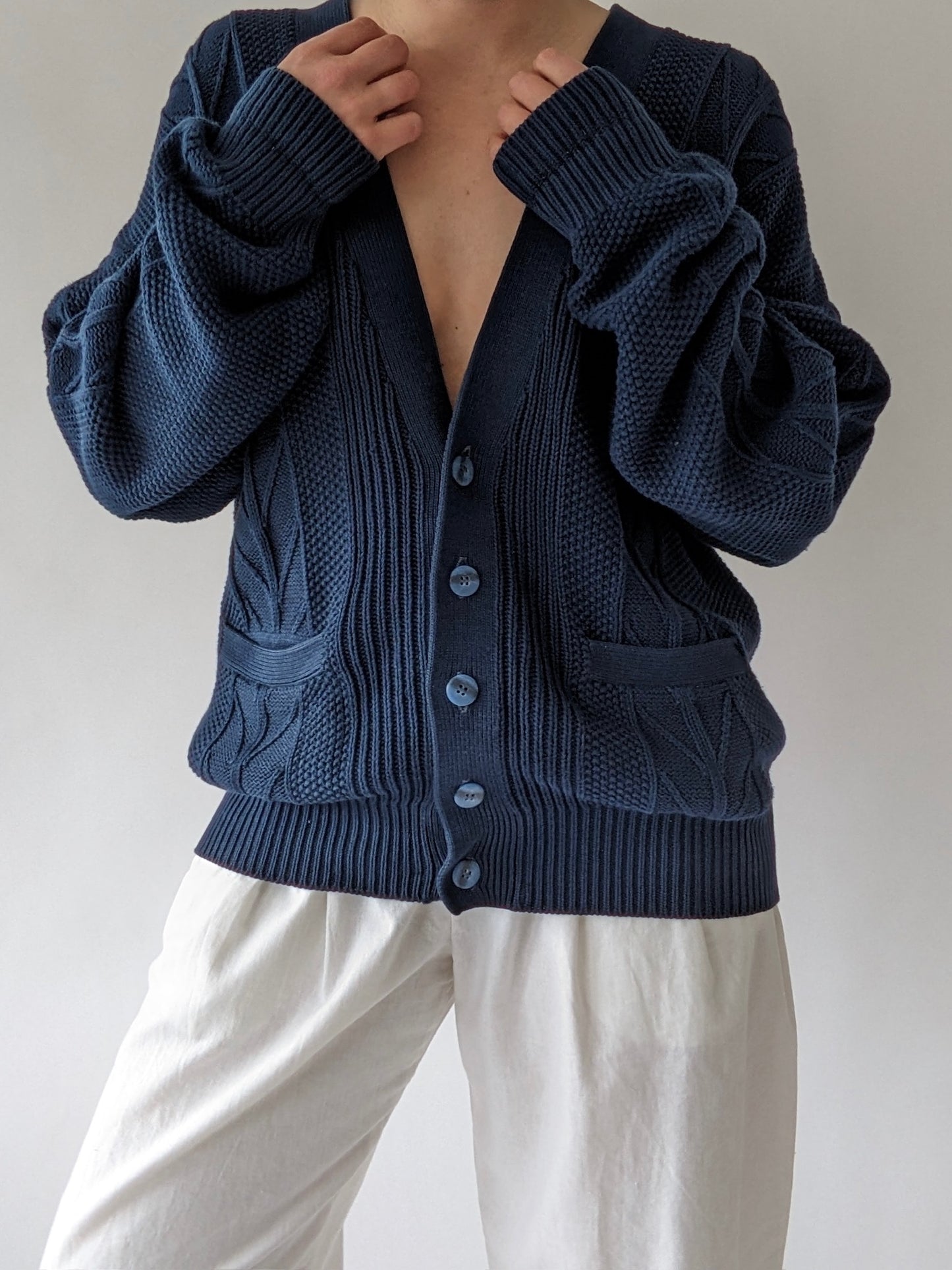 Vintage Midnight Knitted Cotton Cardigan