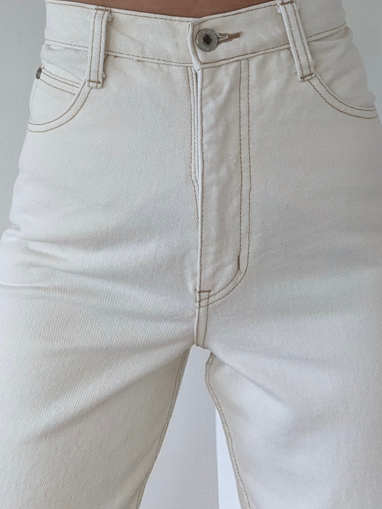 Vintage Bone White High-Rise Denim