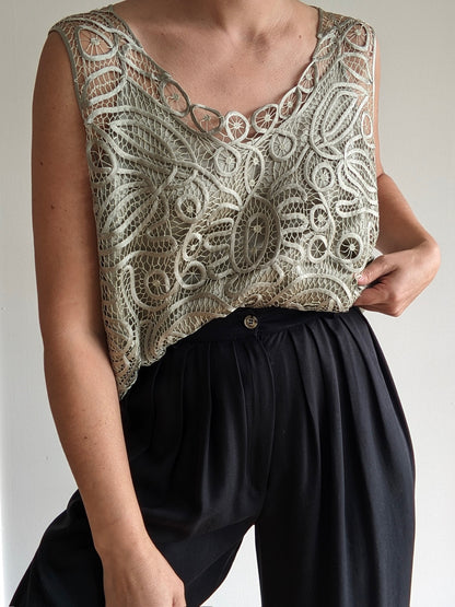Vintage Laurel Silk Soutache Top