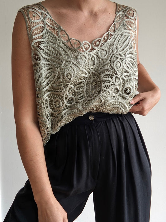 Vintage Laurel Silk Soutache Top