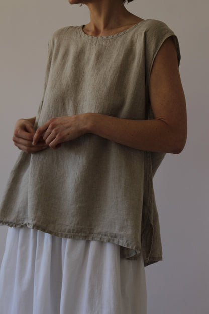 FLAX Stone Linen Tank