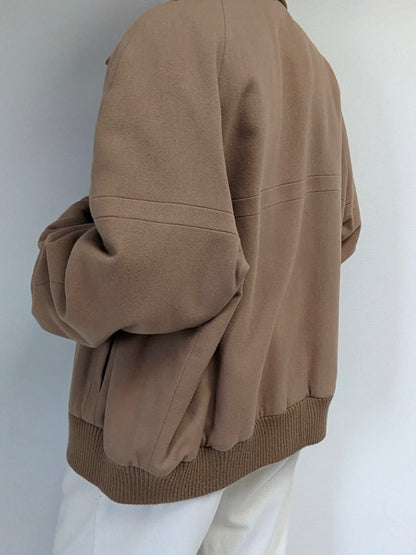 Vintage Toffee Wool Bomber Jacket