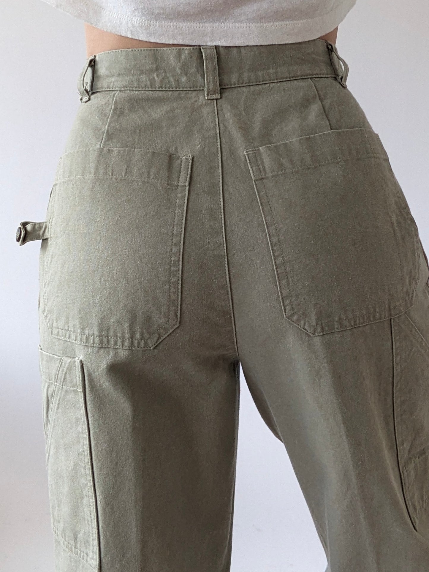 Vintage Stone Pleated Cargo Trousers