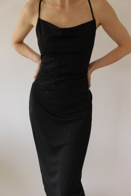 Vintage Beaded Floral Evening Dress