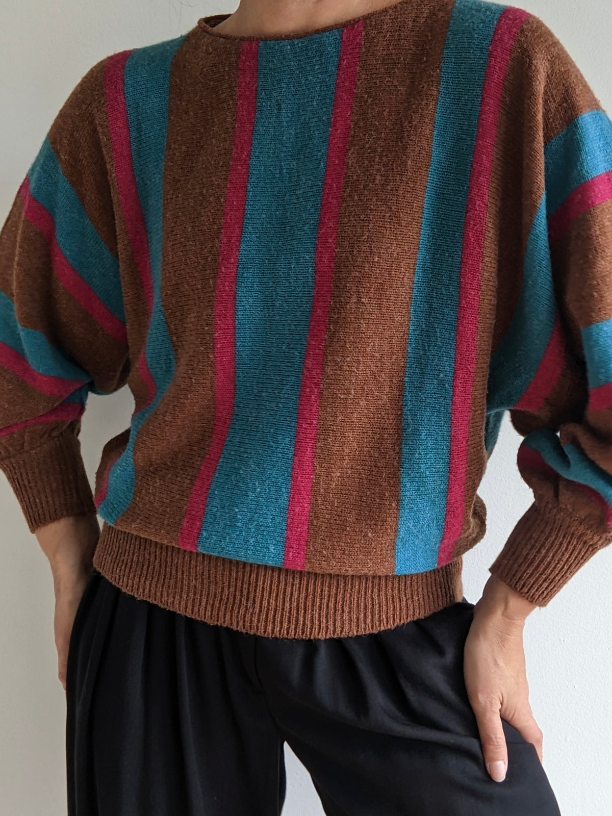 Vintage Striped Dolman Sleeve Sweater