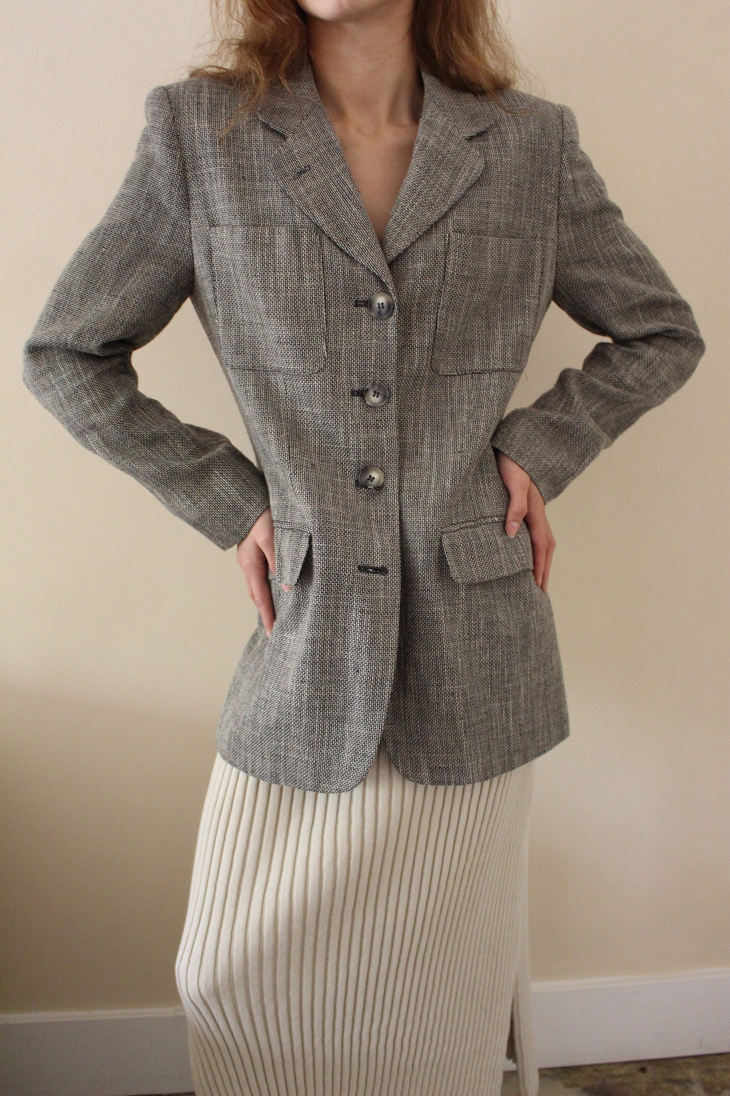 Vintage Woven Flax Blazer