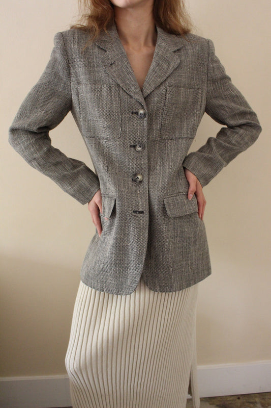 Vintage Woven Flax Blazer