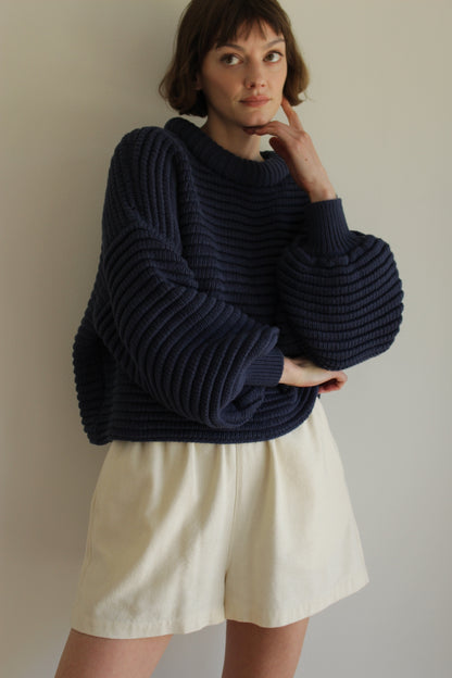 Romy Pima Cotton Balloon Sleeve Sweater