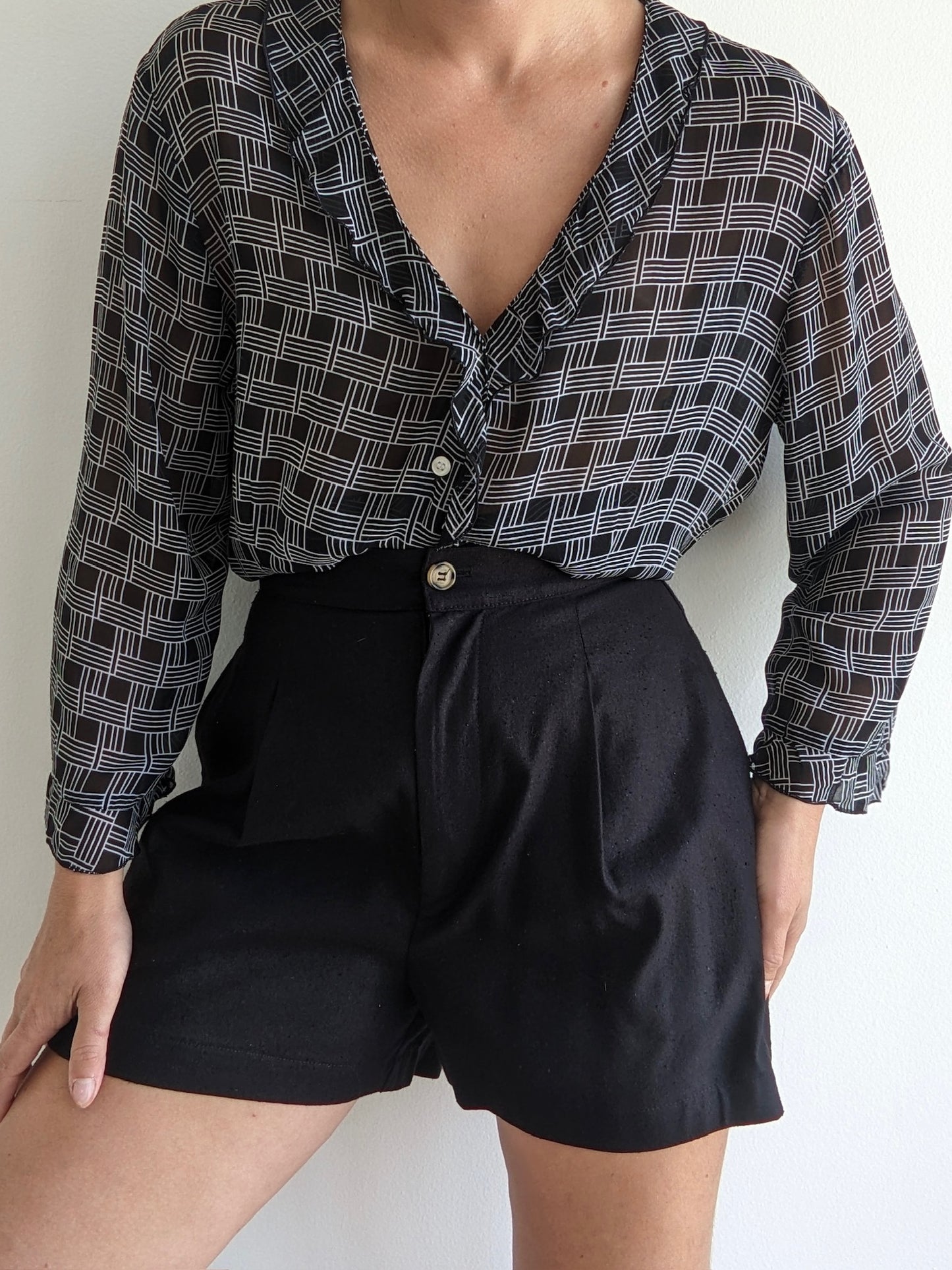 Vintage Sheer Patterned Blouse