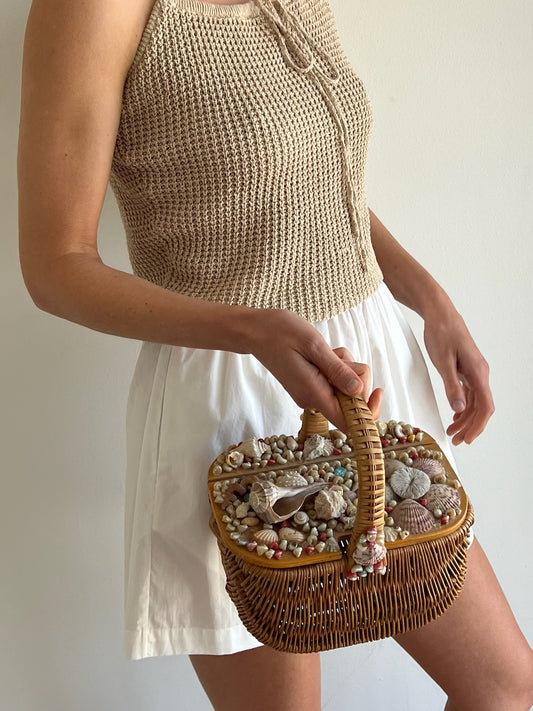 Amazing Vintage Shell Basket Purse