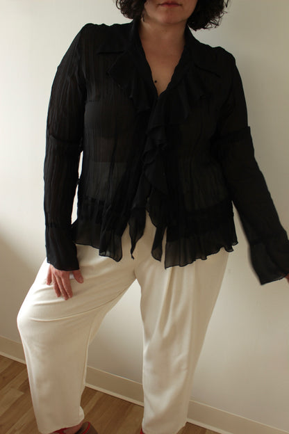 Vintage Onyx Ruffled & Lace Blouse