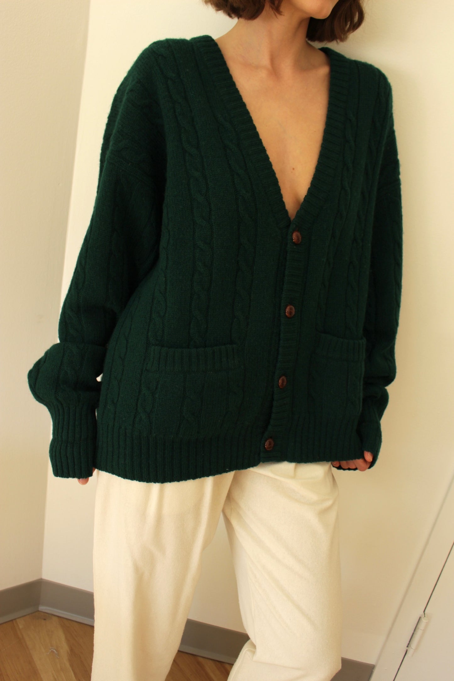 Vintage Evergreen Wool Cardigan