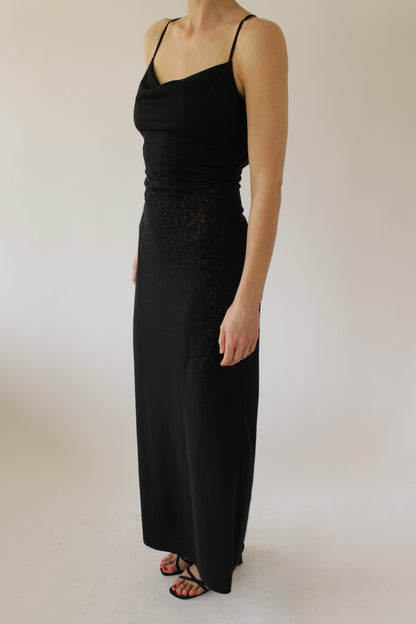Vintage Beaded Floral Evening Dress
