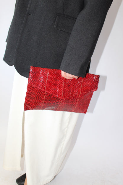 Vintage Genuine Snakeskin Envelope Clutch