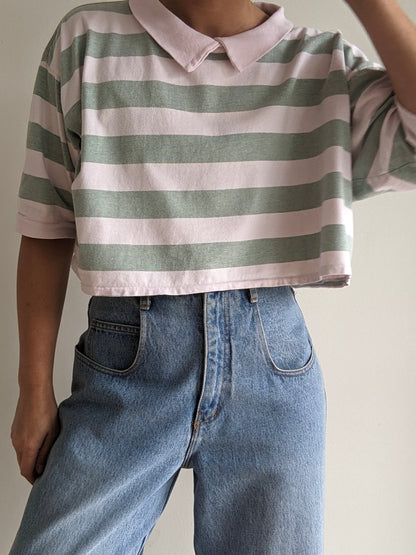Favorite 90s Cropped & Striped Polo