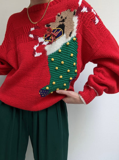 Vintage Stocking Embroidered Sweater