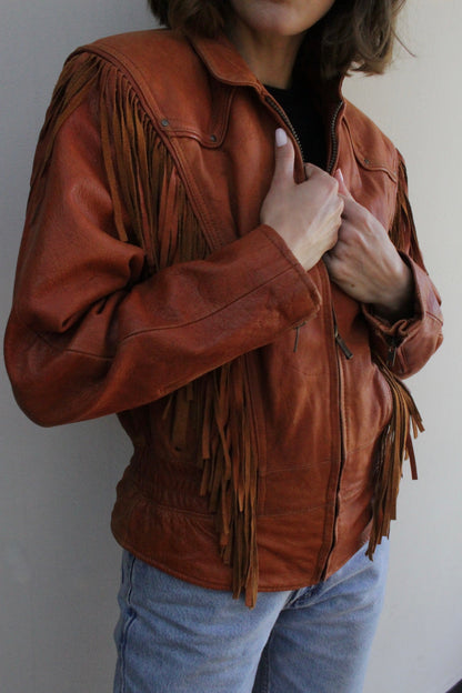 Absolute Favorite Vintage Pebbled Leather Fringe Jacket