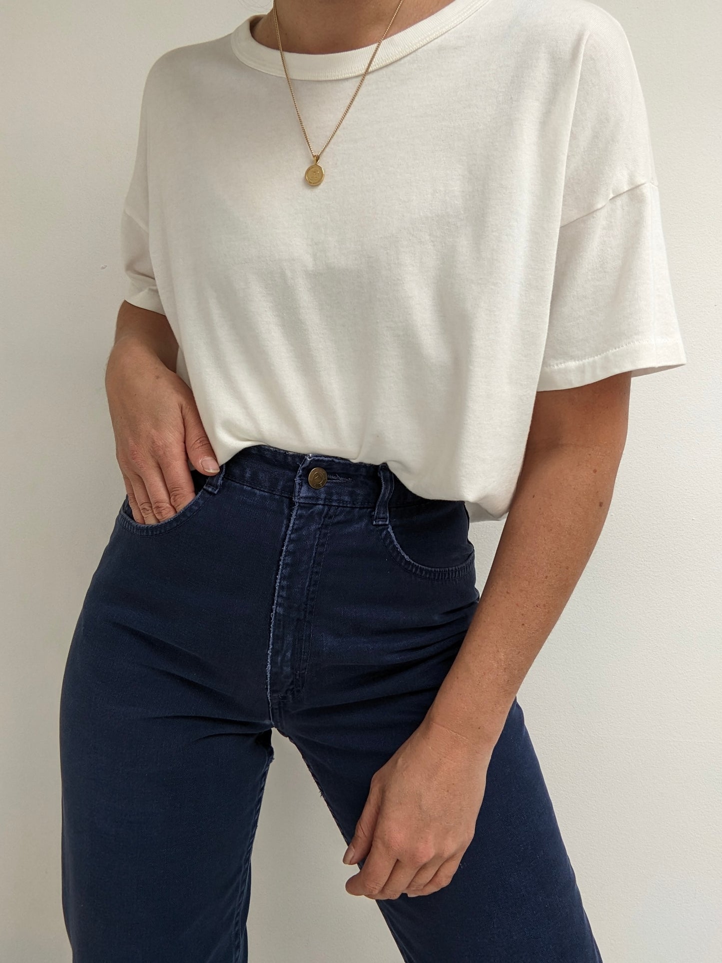 90s Petite Faded Navy Twilled Pants