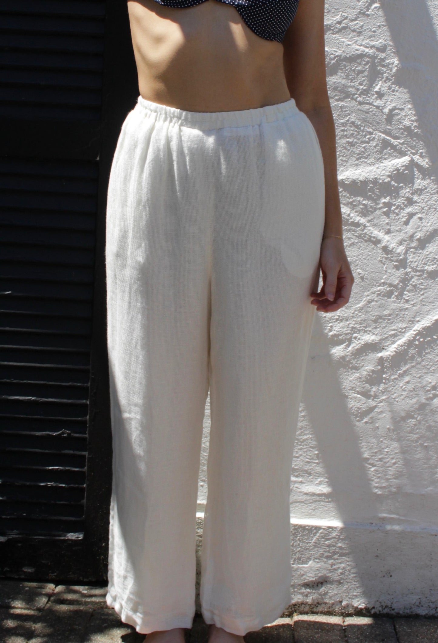 Vintage Waffled Linen Easy Pants