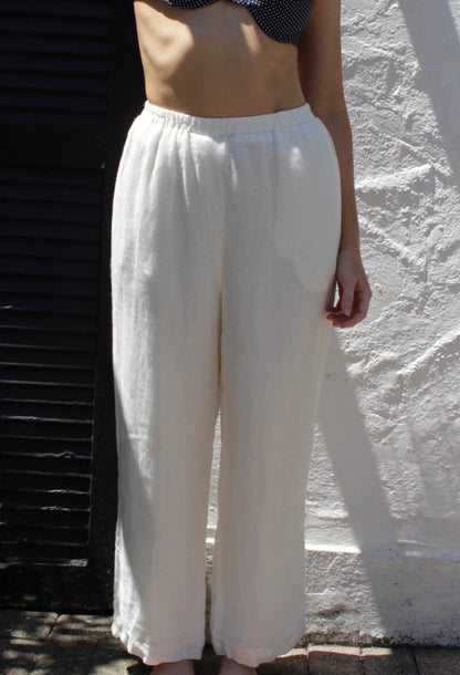 Vintage Waffled Linen Easy Pants