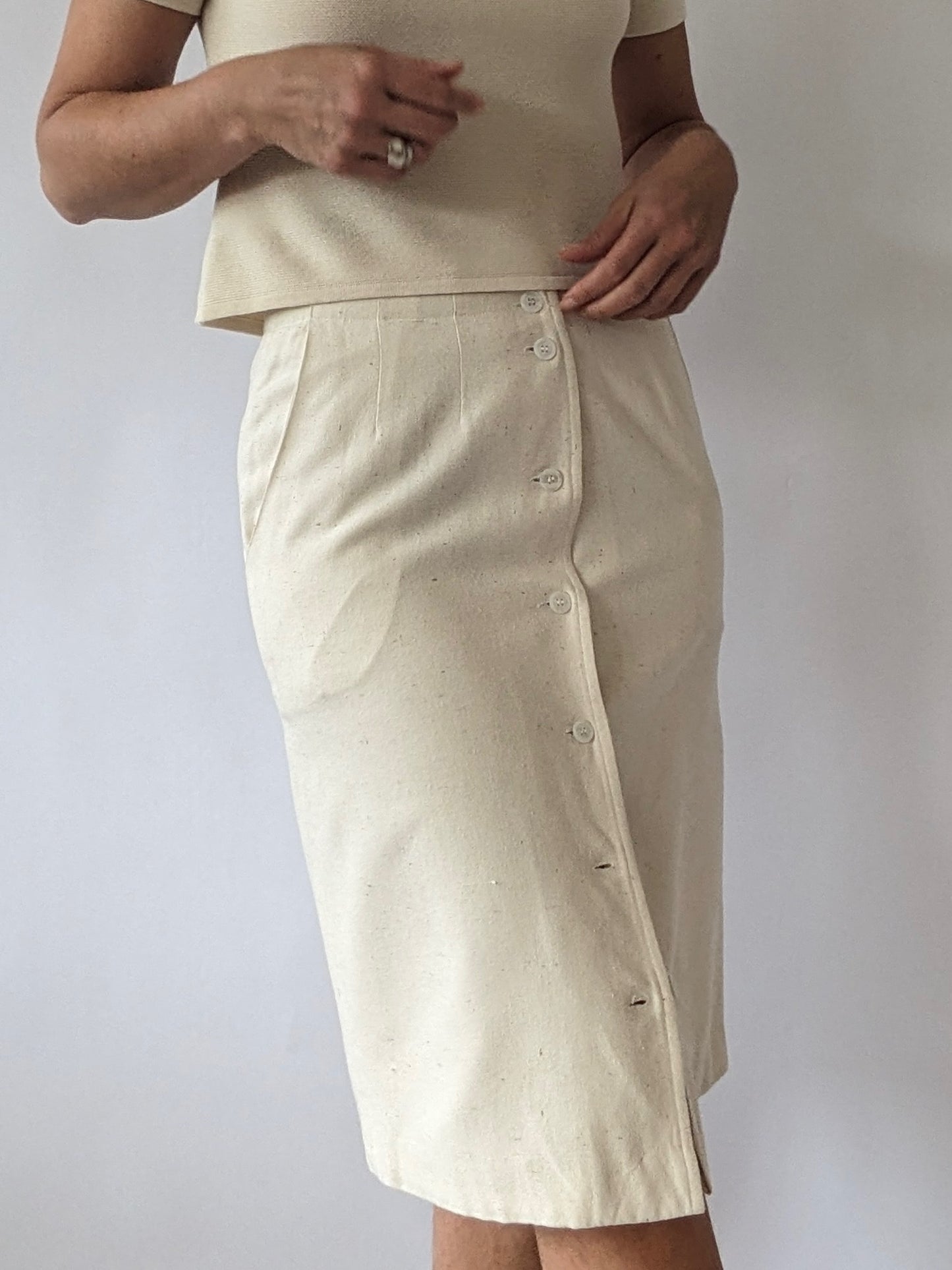 Vintage Cream Raw Silk Skirt