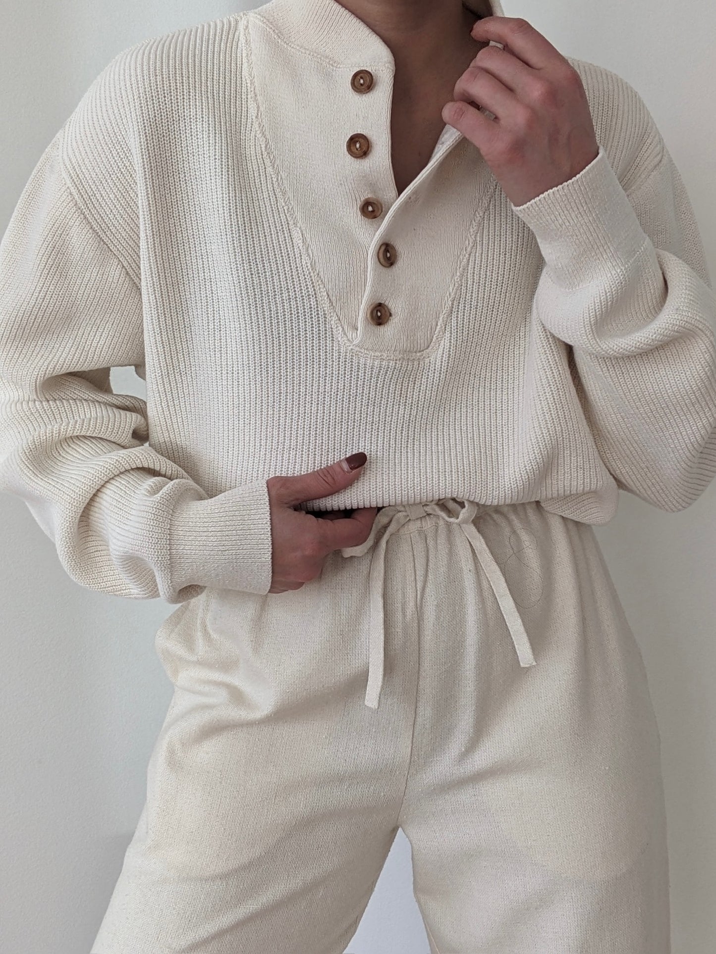 Favorite Vintage Cream Cotton Henley