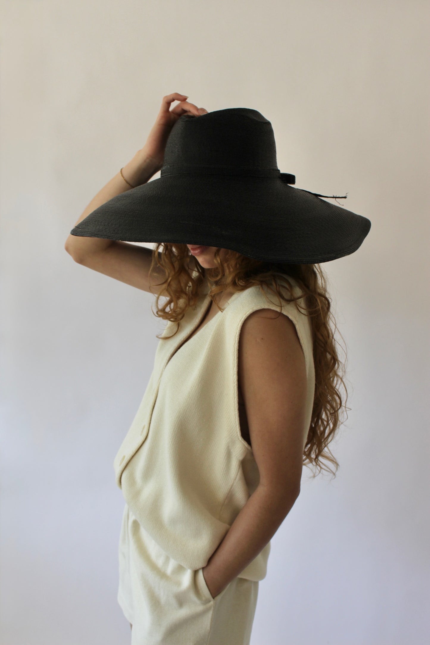 Incredible Vintage Caviar Woven Wide Brim Hat