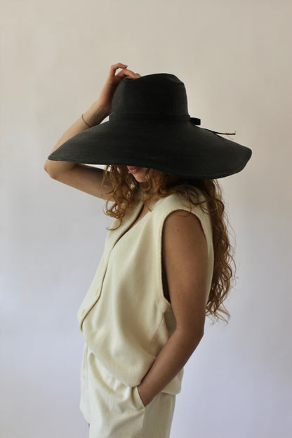 Incredible Vintage Caviar Woven Wide Brim Hat