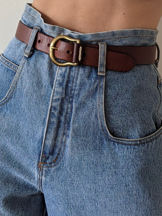 Vintage Saddle Brown Leather Belt