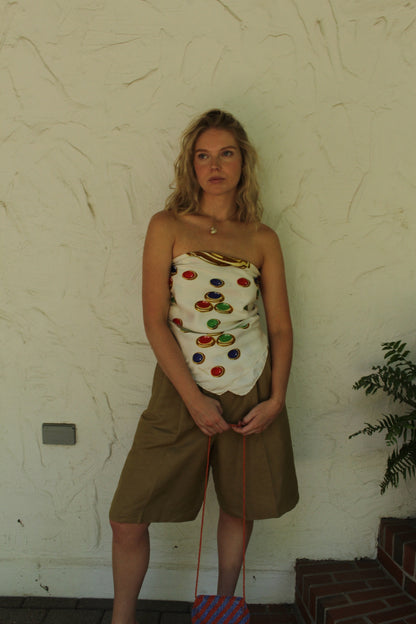 Vintage Movado Ivory Gem Silk Scarf