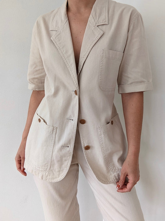 Vintage Sand Linen Pantsuit