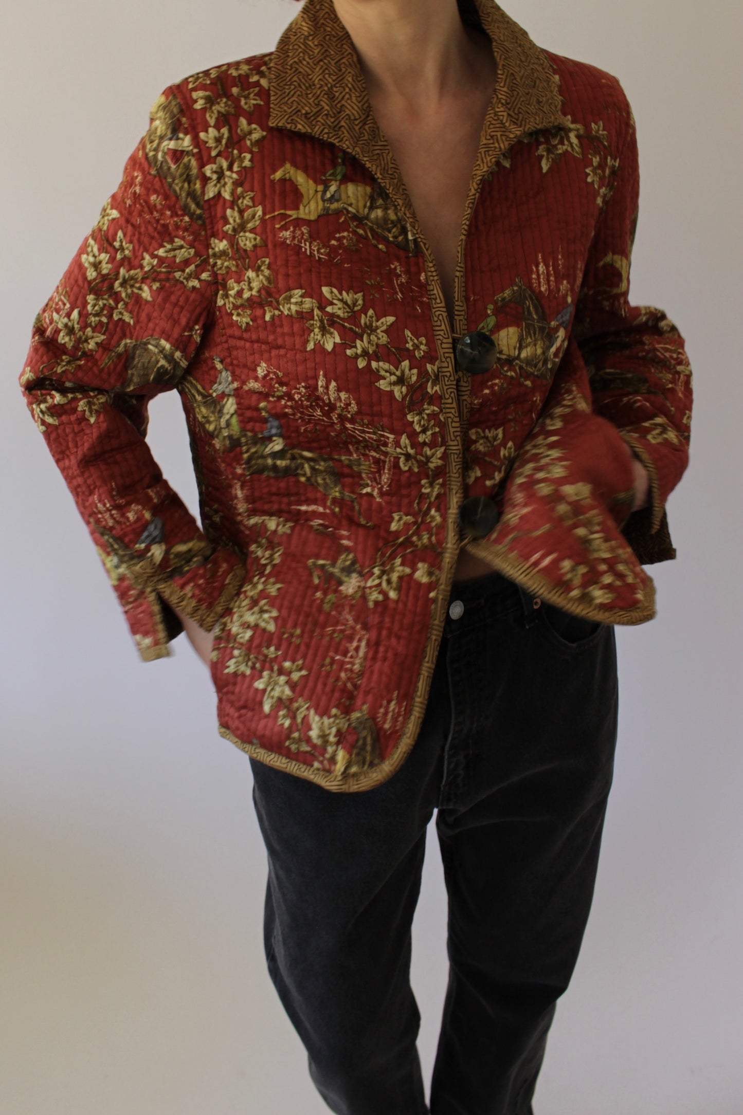 Vintage Reversible Equestrian Quilted Jacket