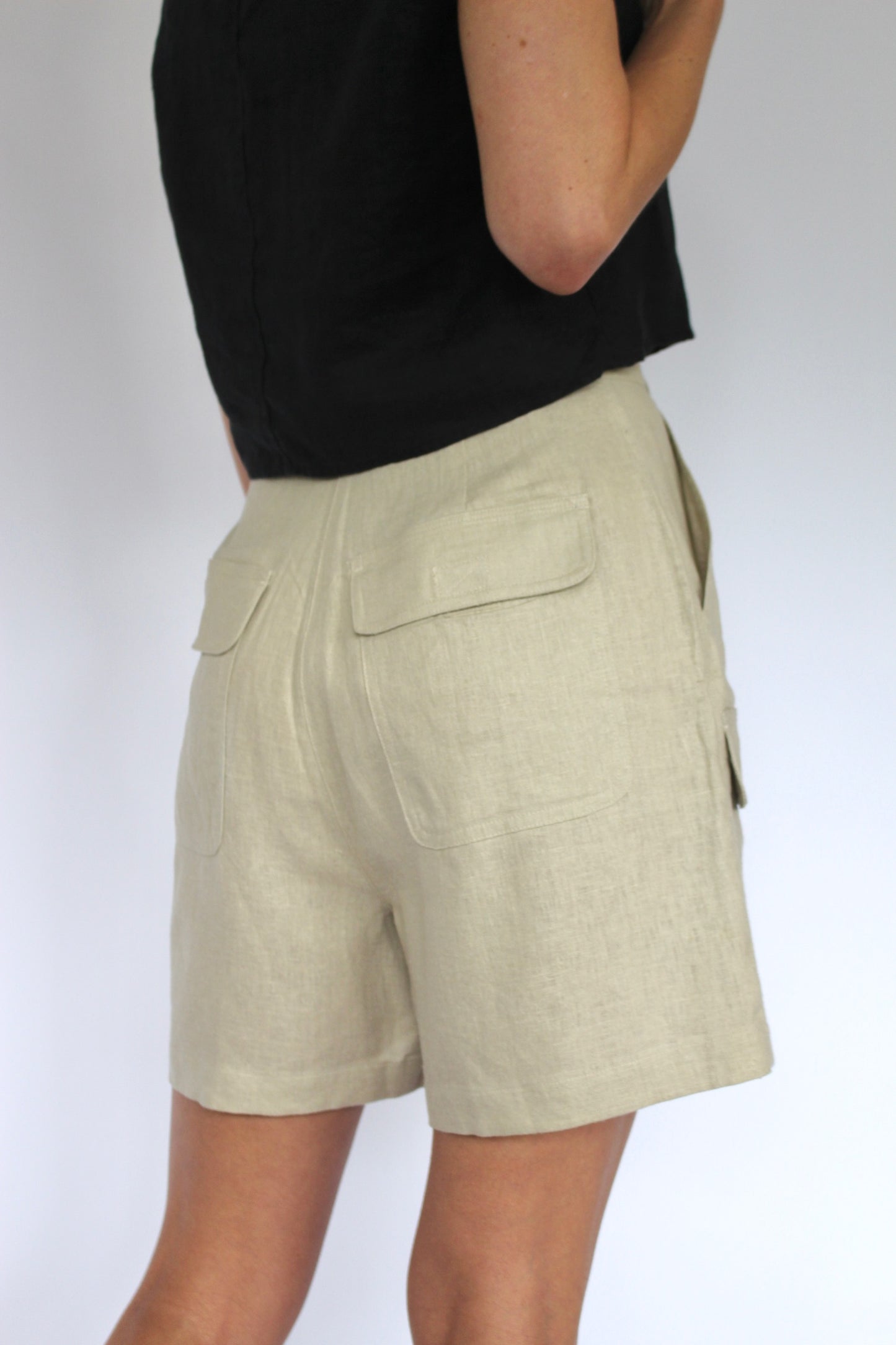 Vintage Linen Cargo Shorts