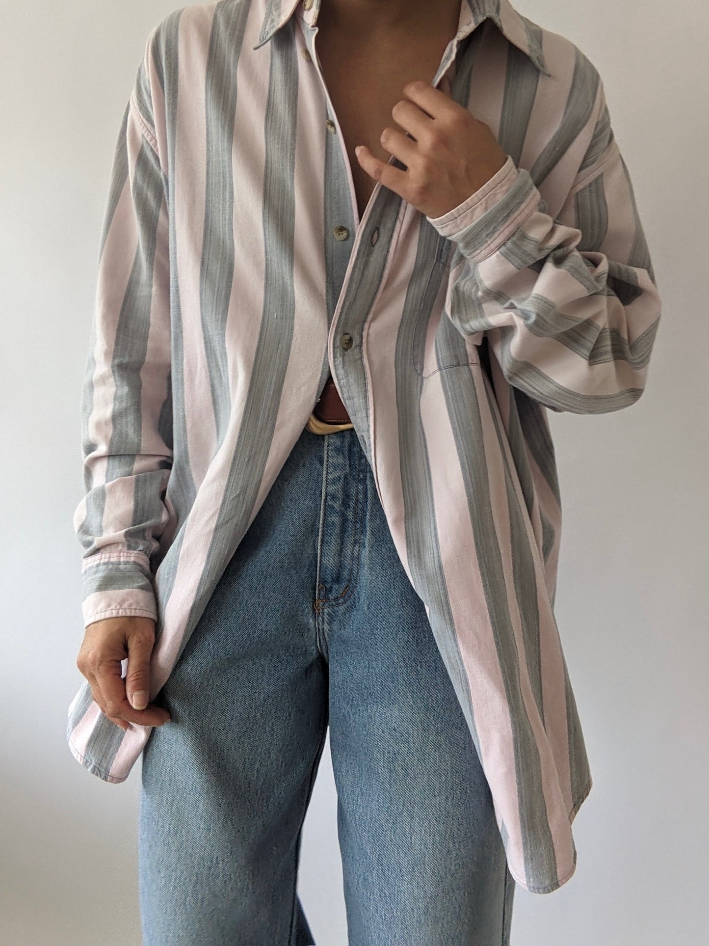 Vintage Blush Striped Cotton Shirt