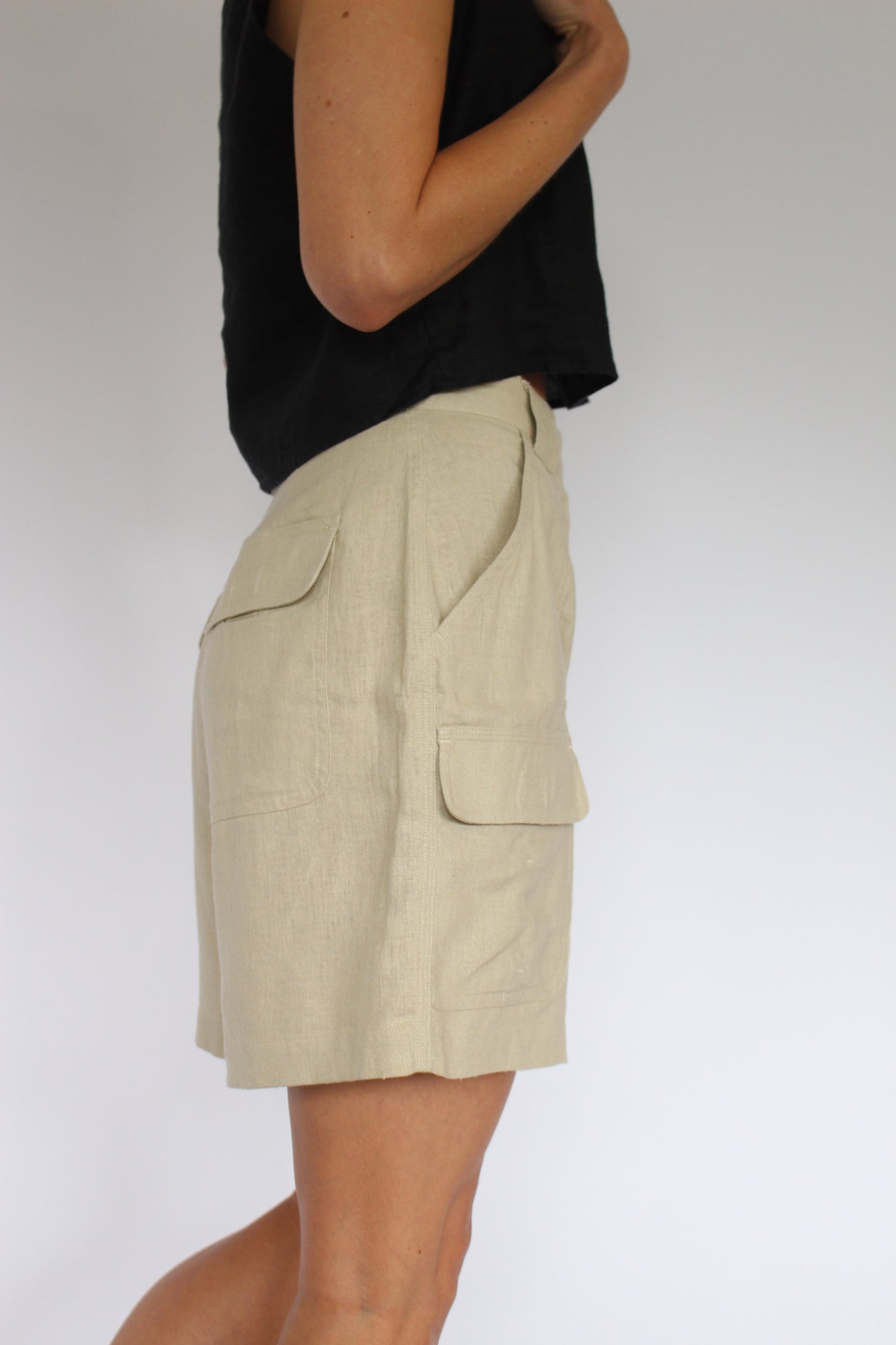 Vintage Linen Cargo Shorts