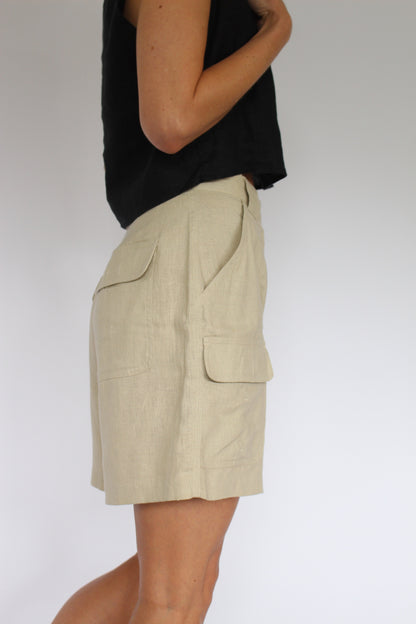 Vintage Linen Cargo Shorts