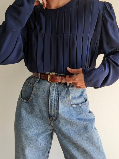 Rare Vintage Pleated Silk Blouse