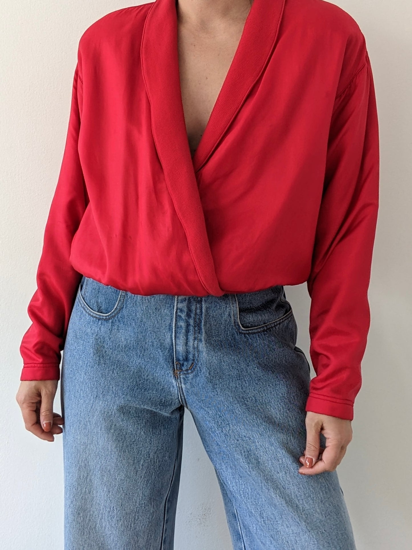 Amazing Vintage Cayenne Cropped Silk Popover