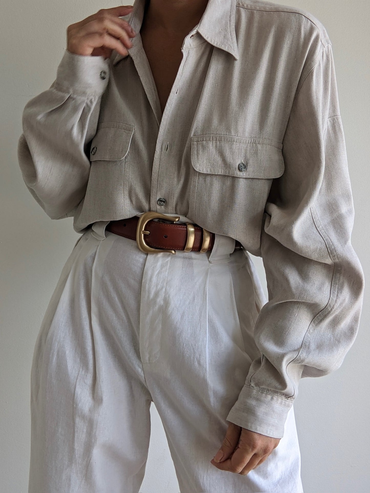 Vintage Wheat Linen Pocket Shirt