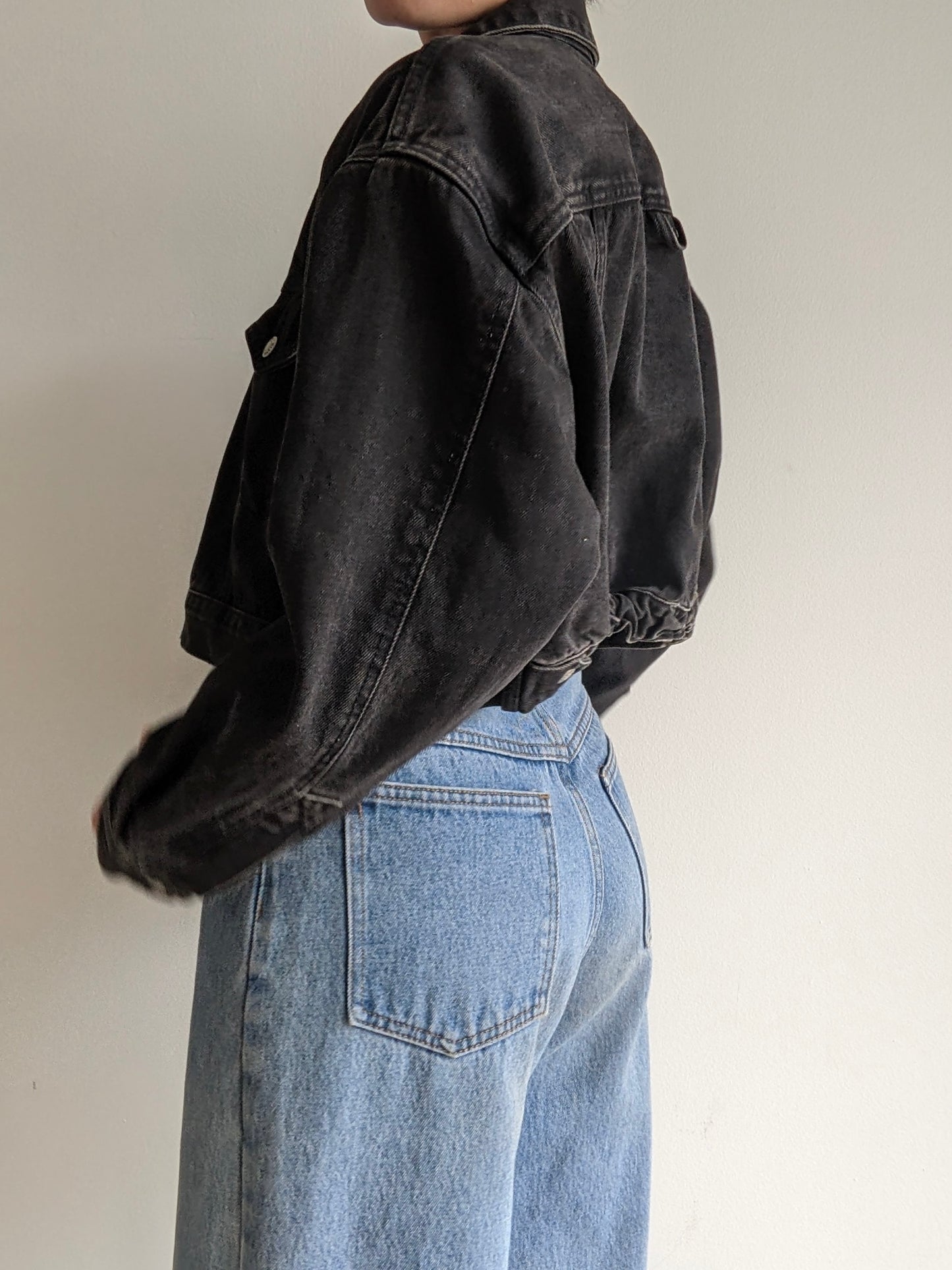 Vintage Calvin Klein Black Cropped Denim Jacket