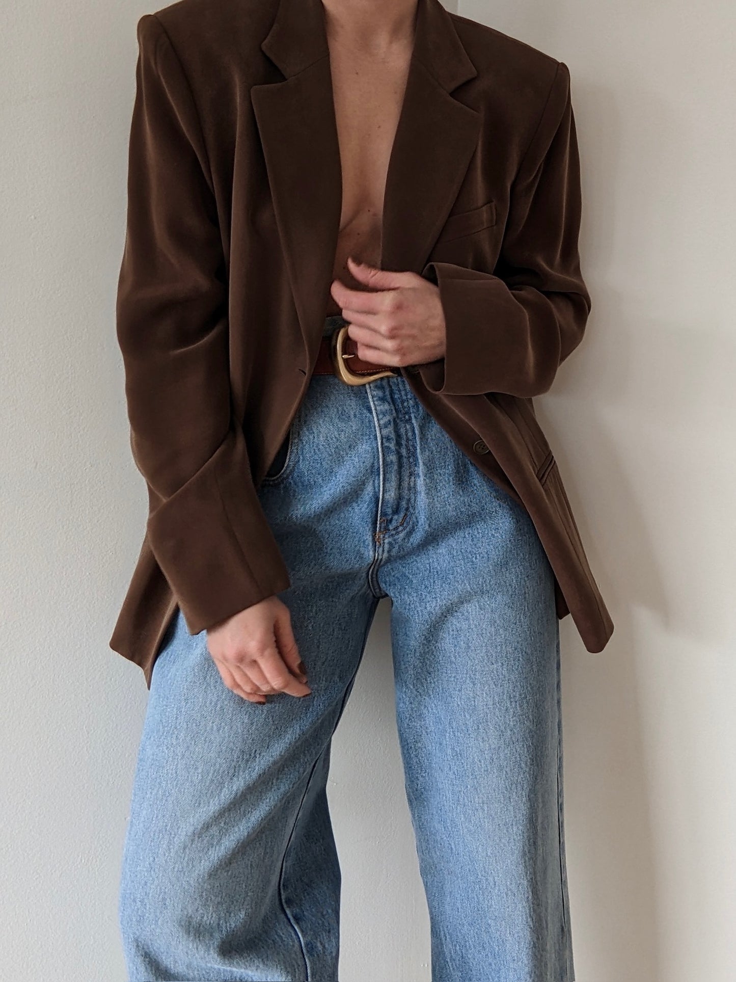 Vintage Cocoa Sueded Silk Blazer