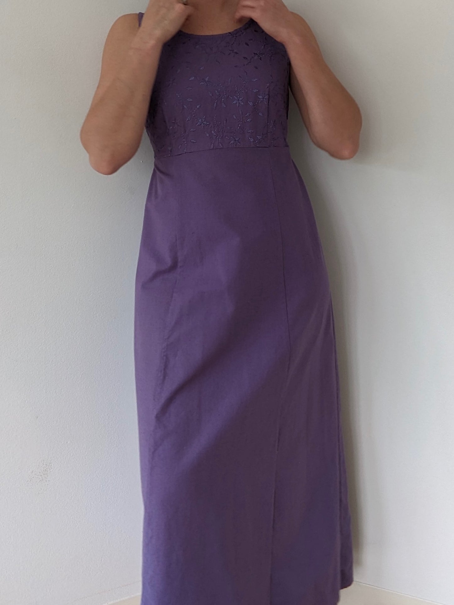 Vintage Embroidered Lavender Market Dress
