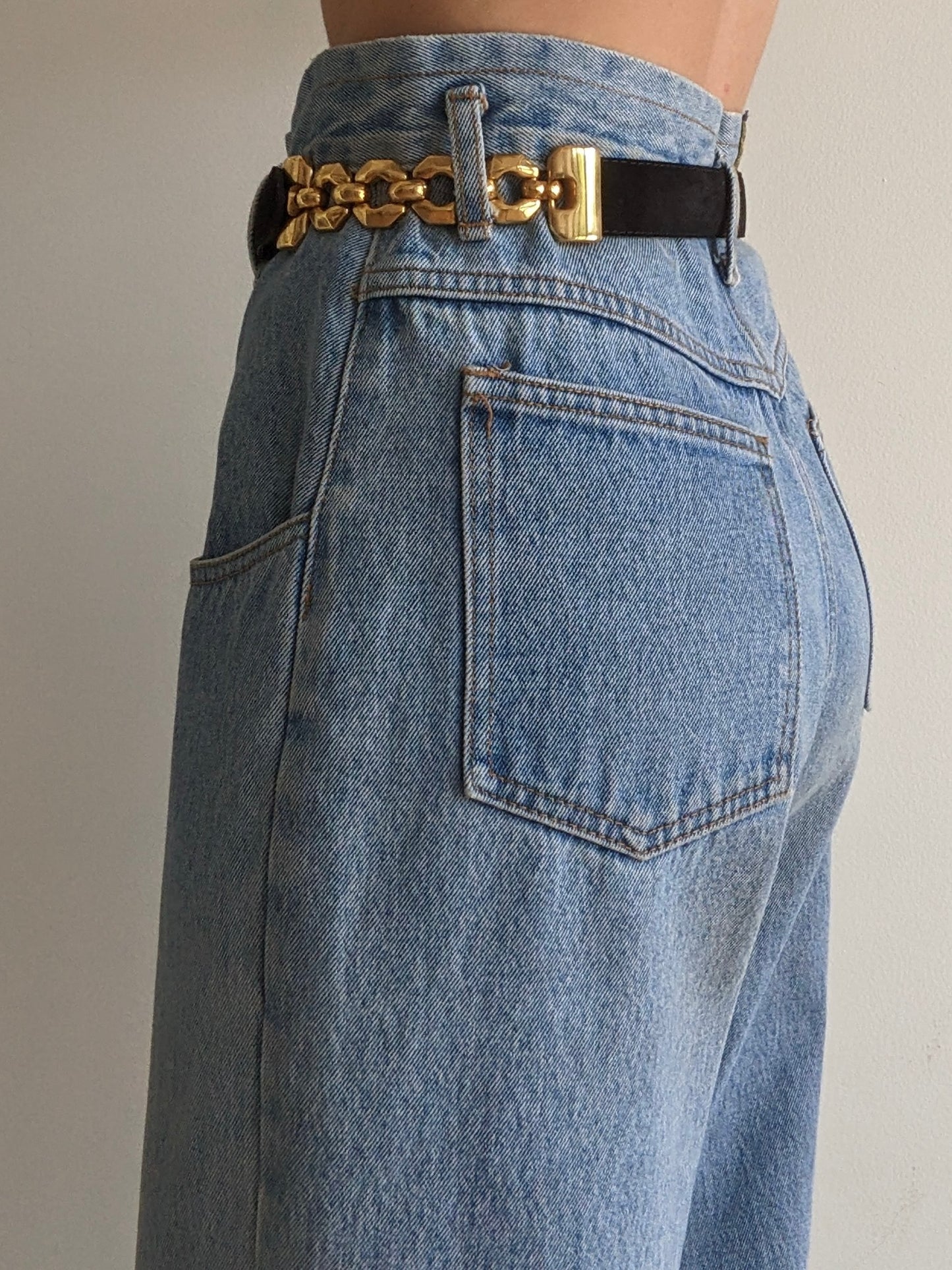 Vintage Caviar Suede & Gold Chain Belt
