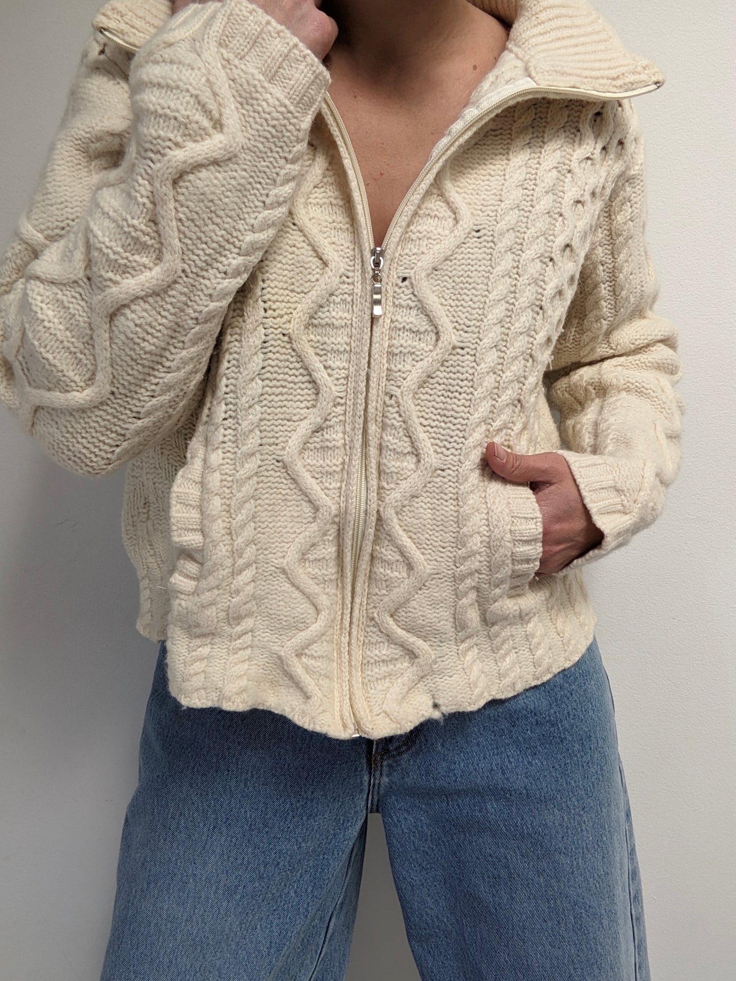 Vintage Irish Wool Zip Sweater