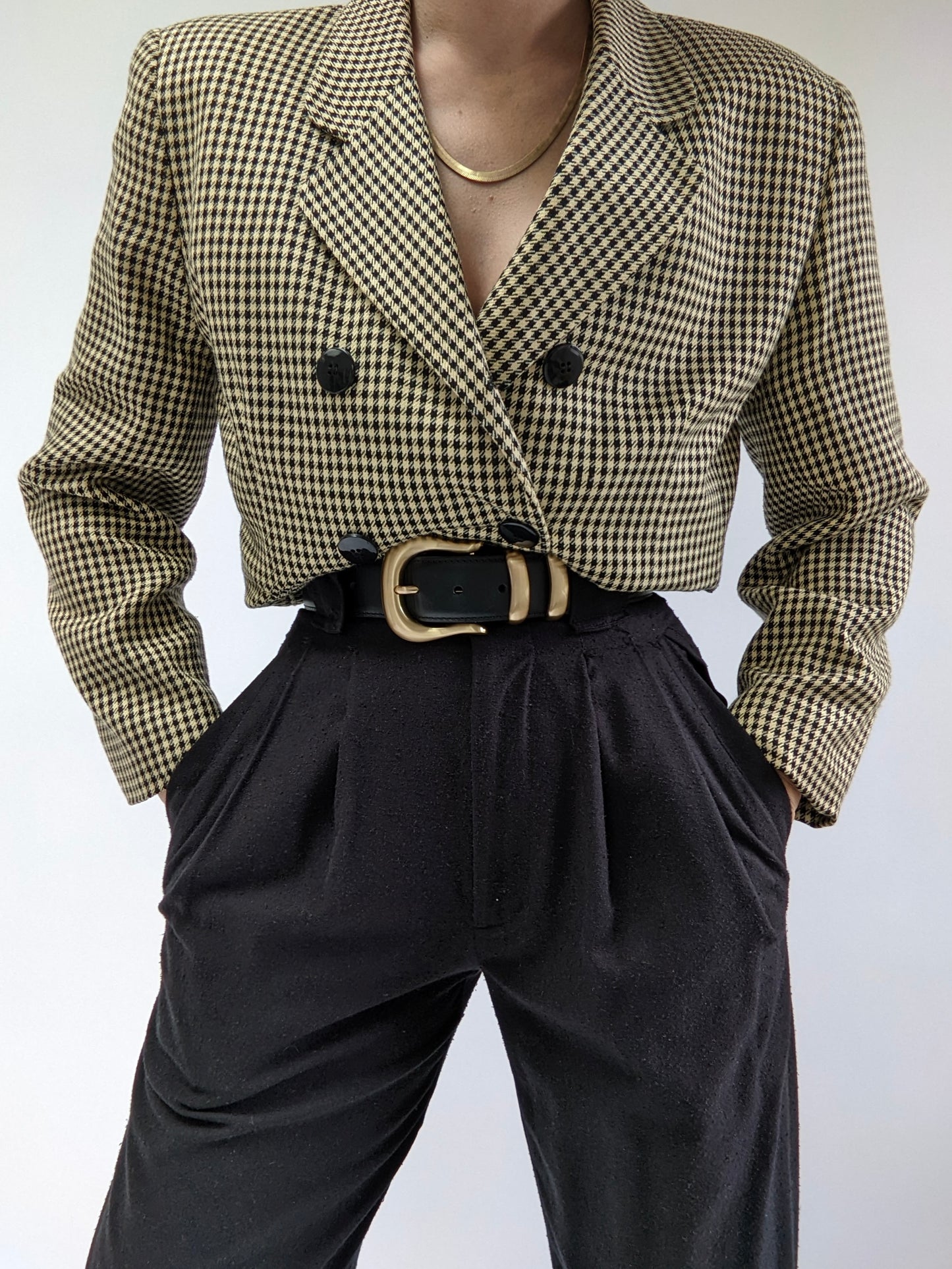 Vintage Woven Houndstooth Blazer