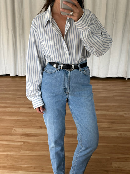 Vintage Christian Dior Sky Striped Button Down
